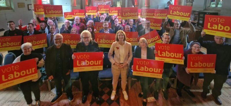 Labour Party supporters with Pam Cox - Labour